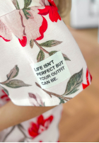 Kwiecisty Compleu Bluză i Pantaloni Endless Day beżowo-roșu