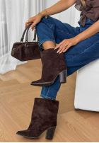 zamszowe Botine na słupku Fancy Style negre