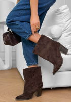 zamszowe Botine na słupku Fancy Style negre