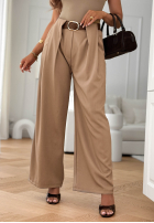 din material textil Pantaloni wide leg z paskiem Clean Looks bej