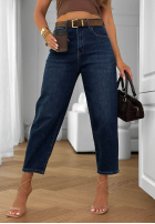 Pantaloni din denim mom fit z paskiem Denim Dream bluemarin