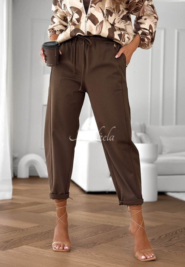 Pantaloni din bumbac cu tivuri striate Here We Go