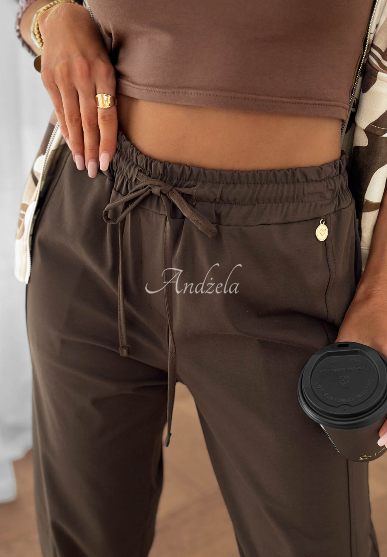 Pantaloni din bumbac cu tivuri striate Here We Go
