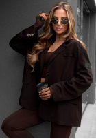 Sacou z kołnierzykiem Cozy Elegance ciocolatie