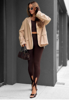 Sacou z kołnierzykiem Cozy Elegance ciocolatie