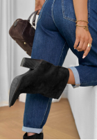 zamszowe Botine na słupku Fancy Style negre