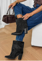 zamszowe Botine na słupku Fancy Style negre