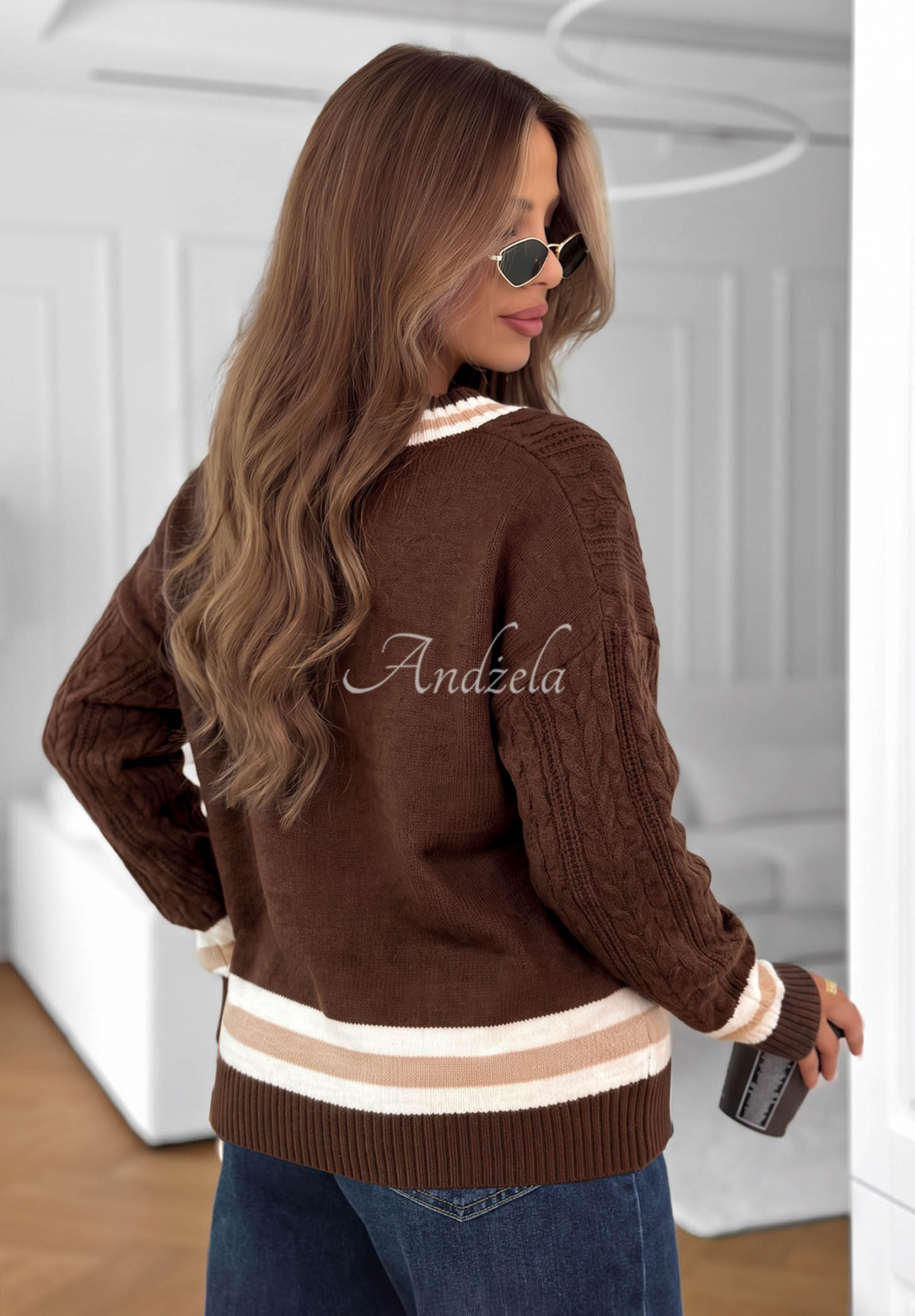 Pulover din viscoză cu model tricotat decorativ Velvet Touch