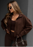 Scurtă zamszowa Geacă bomberka Timeless Autumn ciocolatie