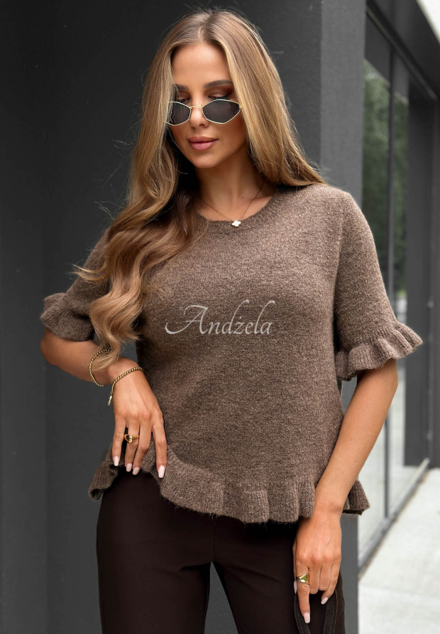 Pulover cu volănașe din l&acirc;nă și v&acirc;scoză Soft Haven