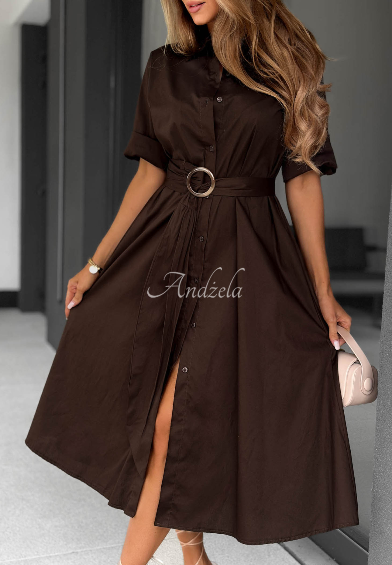 Rochie tip cămașă din bumbac cu curea Wind Sails