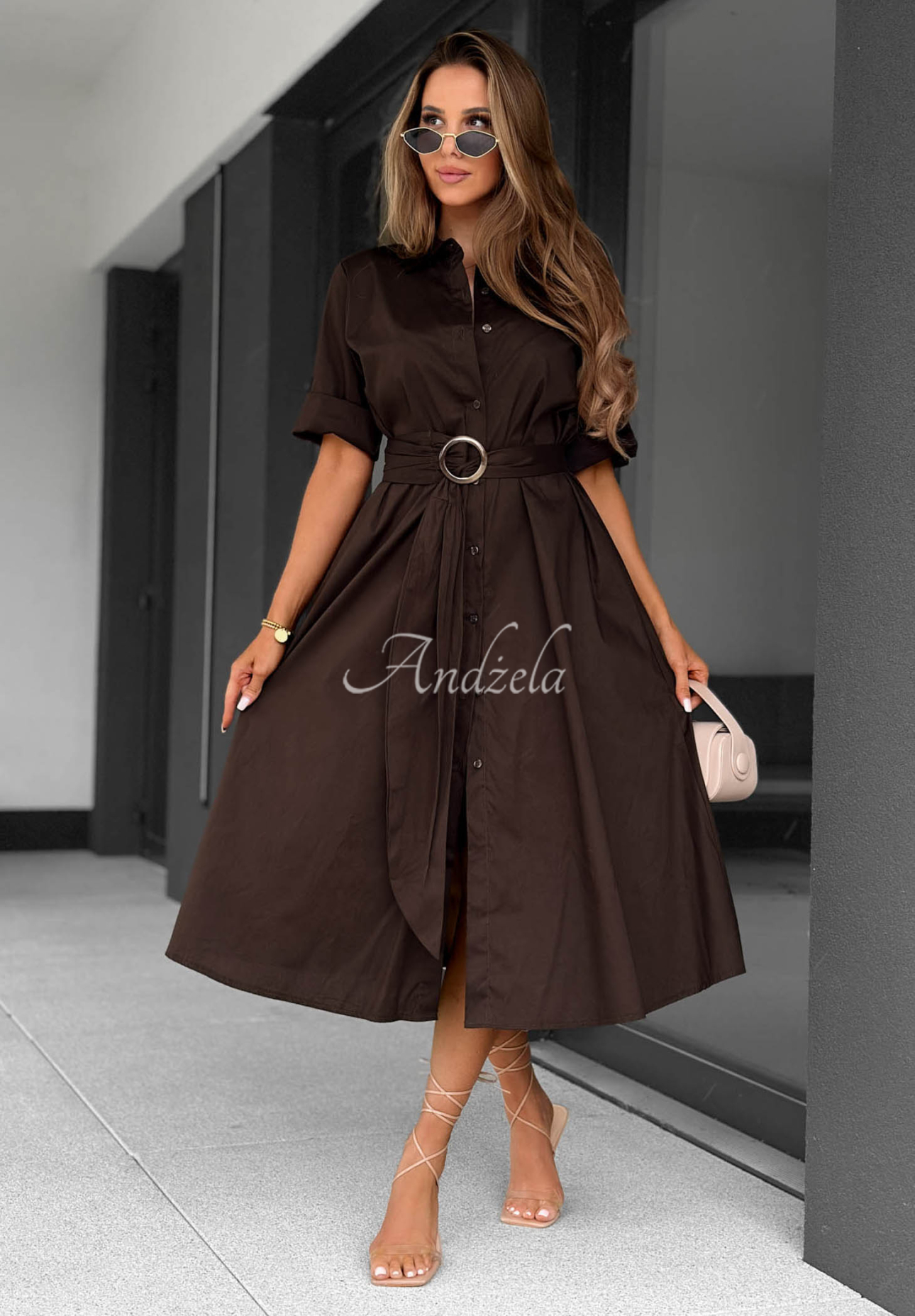 Rochie tip cămașă din bumbac cu curea Wind Sails