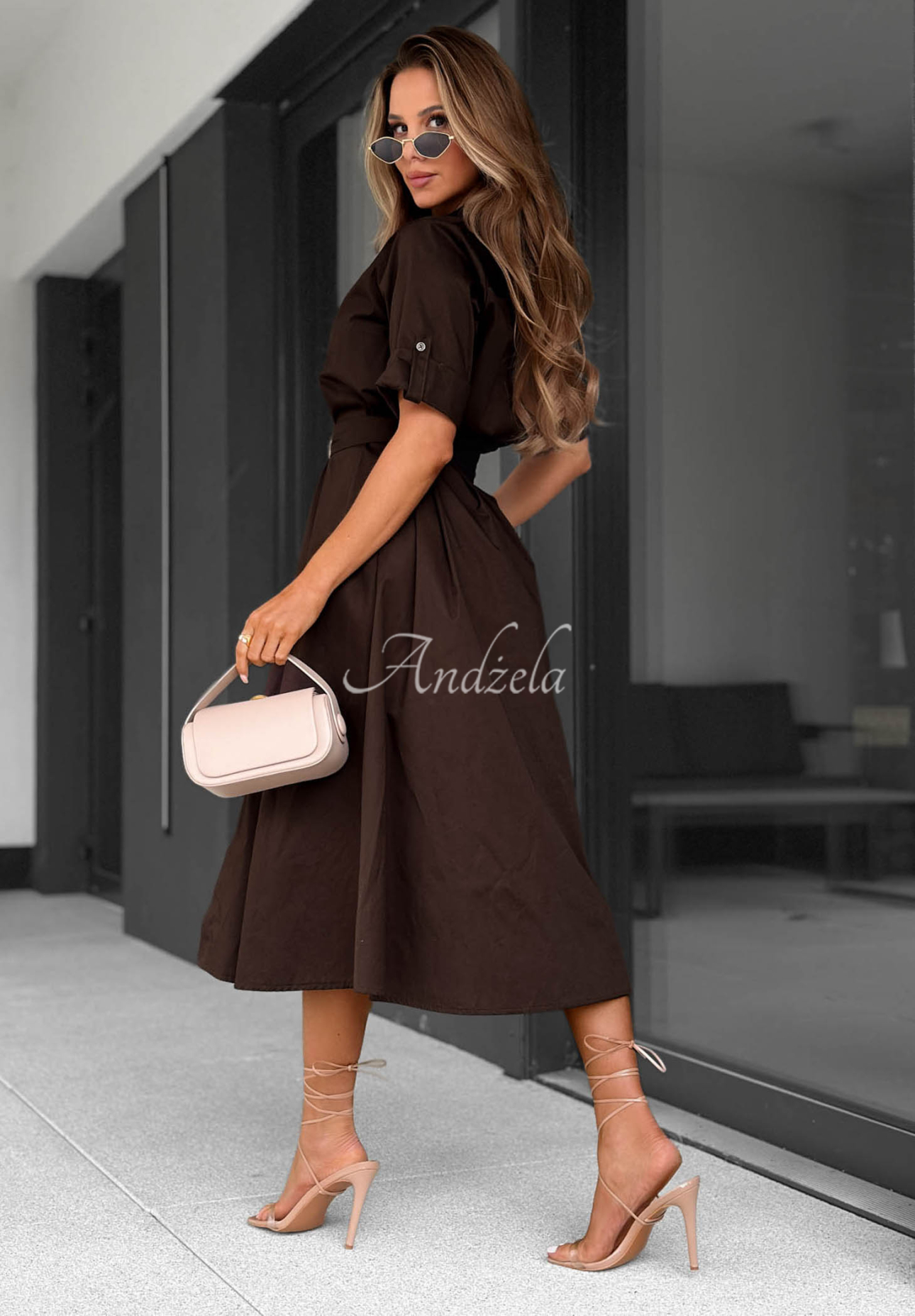 Rochie tip cămașă din bumbac cu curea Wind Sails