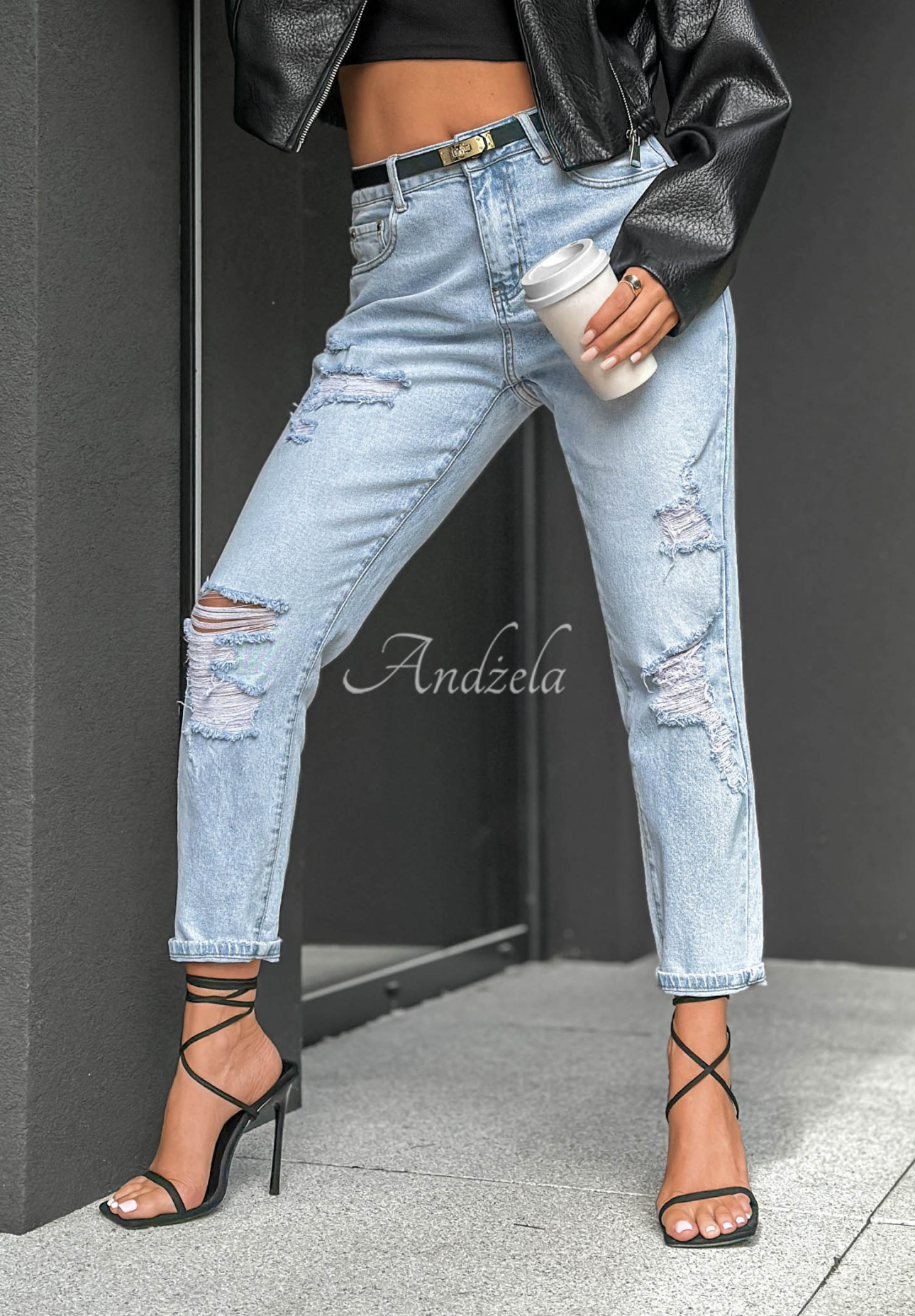 Blugi mom fit cu abraziuni Sun Chaser