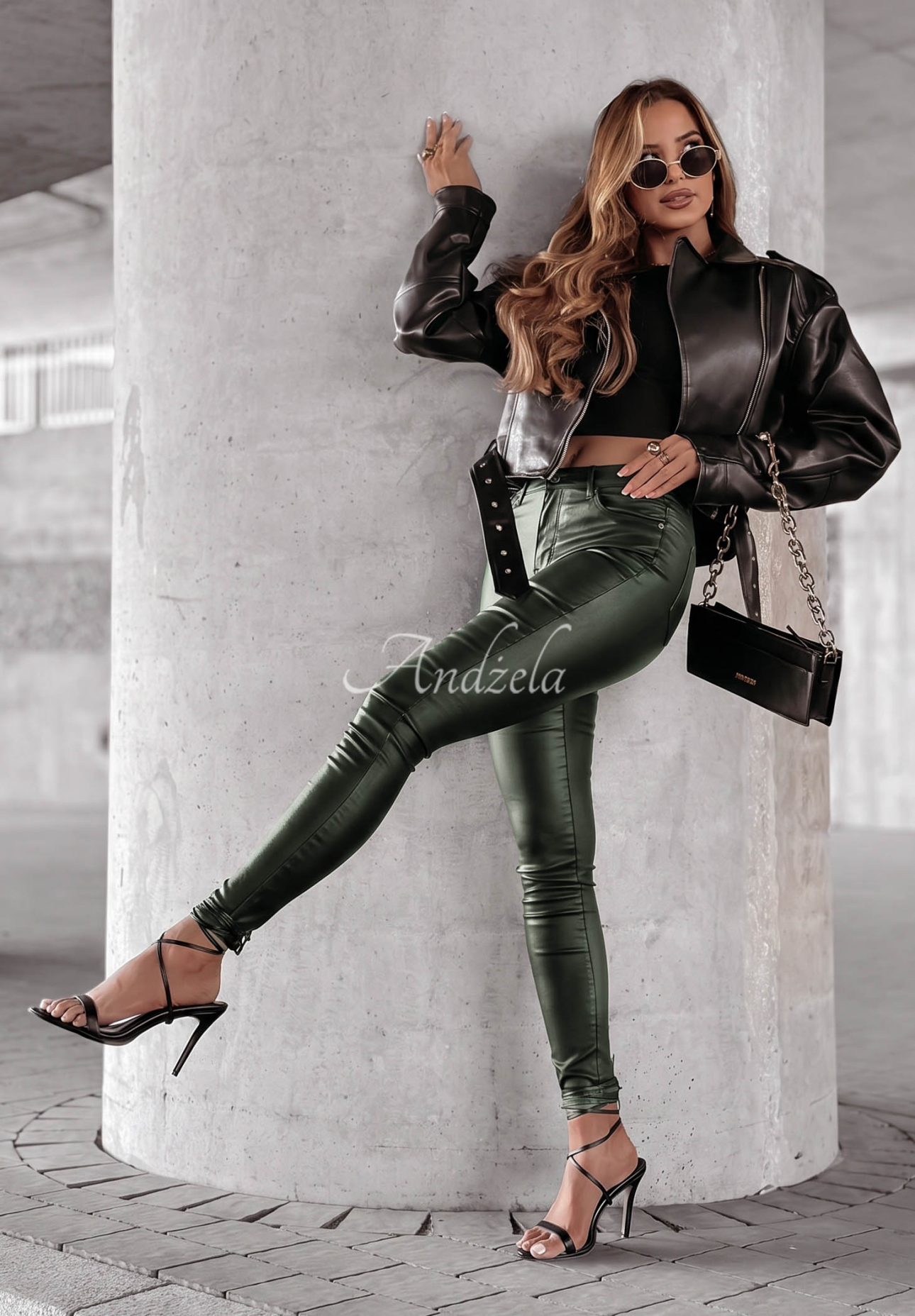 Pantaloni Cu aspect cerat Rebel verde sticlă