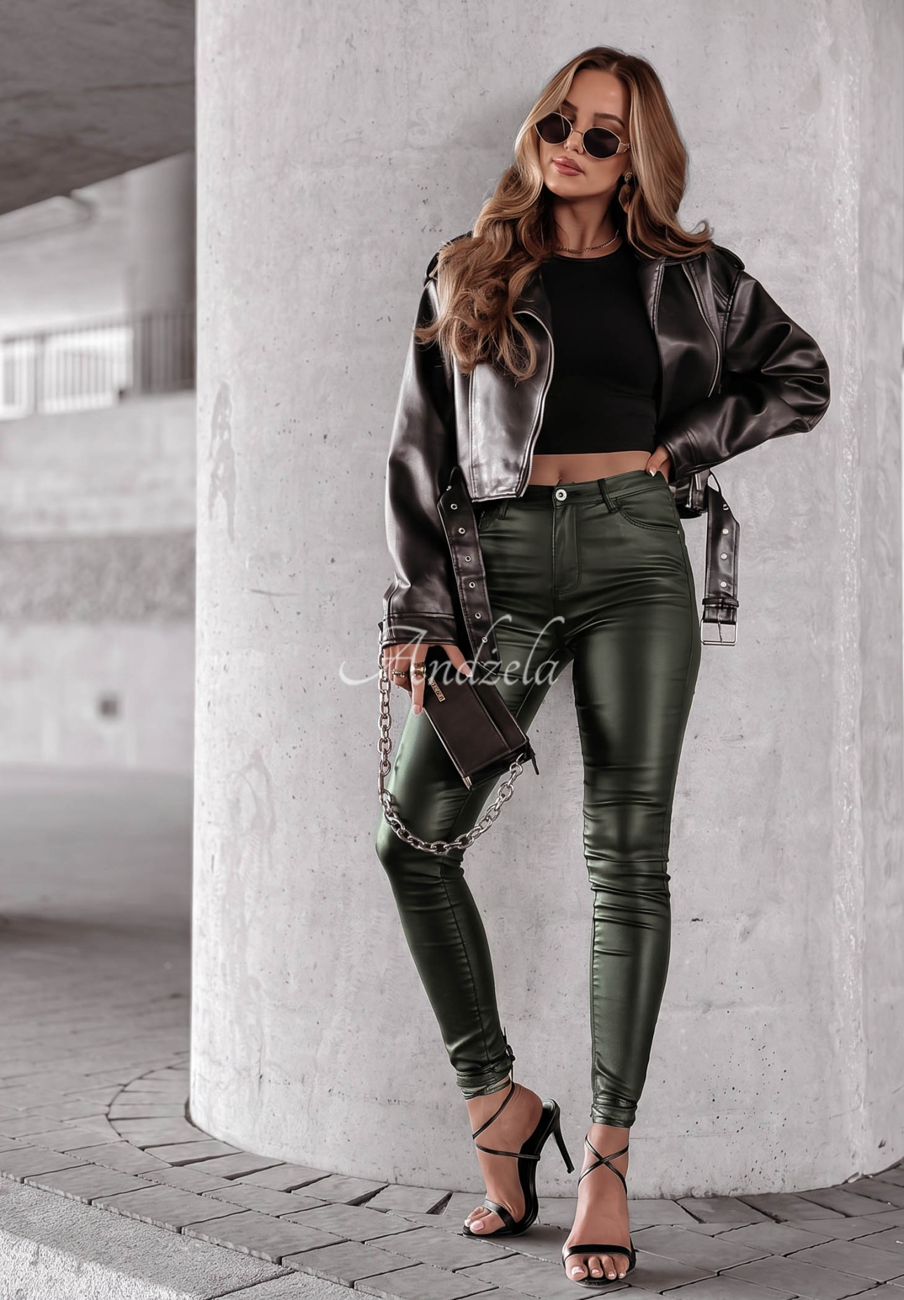 Pantaloni Cu aspect cerat Rebel verde sticlă