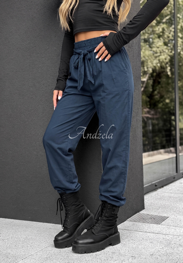 Pantaloni din bumbac cu curea Elegant Harmony