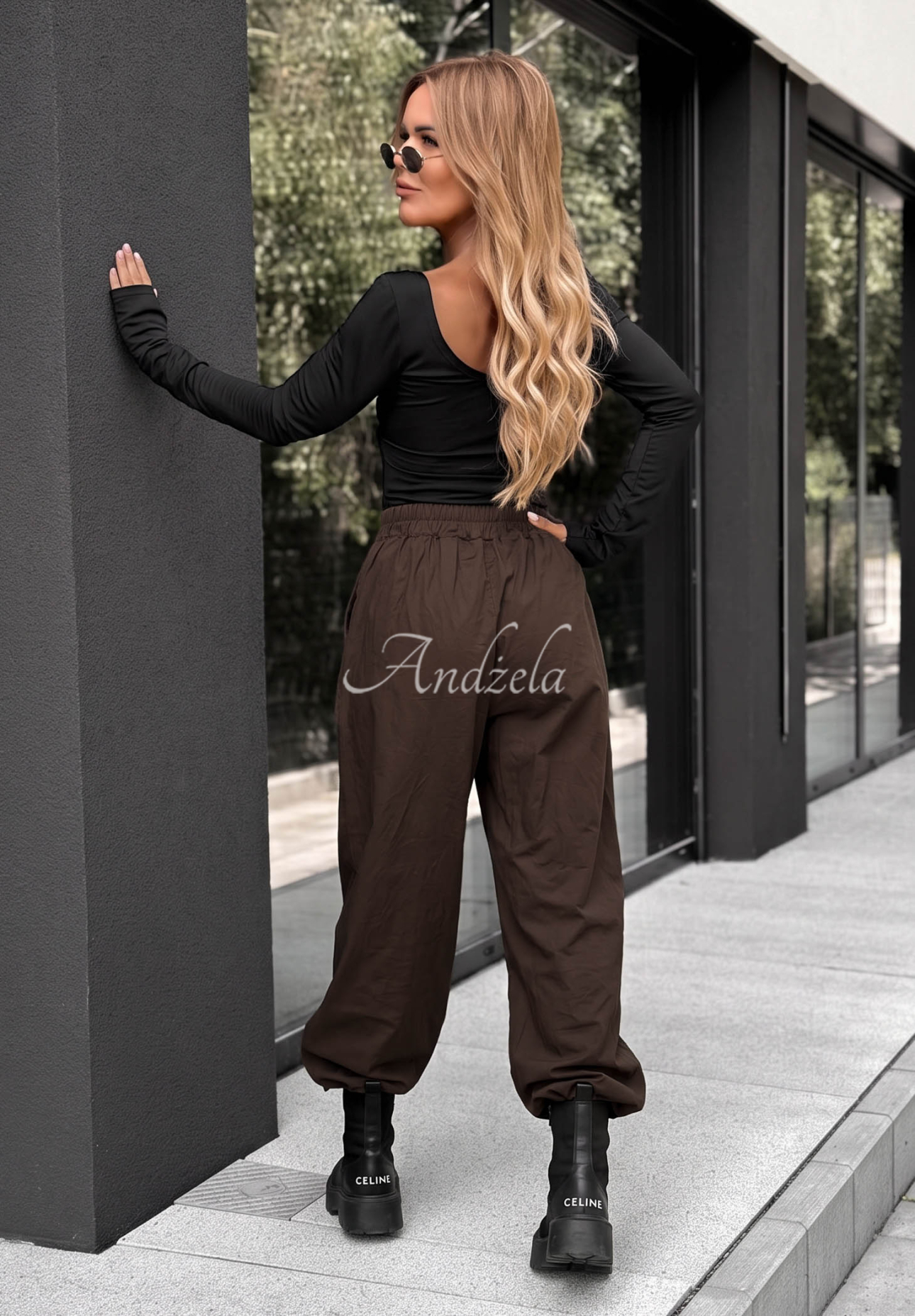 Pantaloni din bumbac cu curea Elegant Harmony