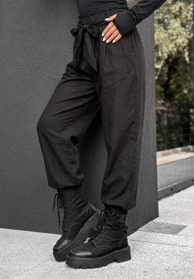 Pantaloni din bumbac cu curea Elegant Harmony