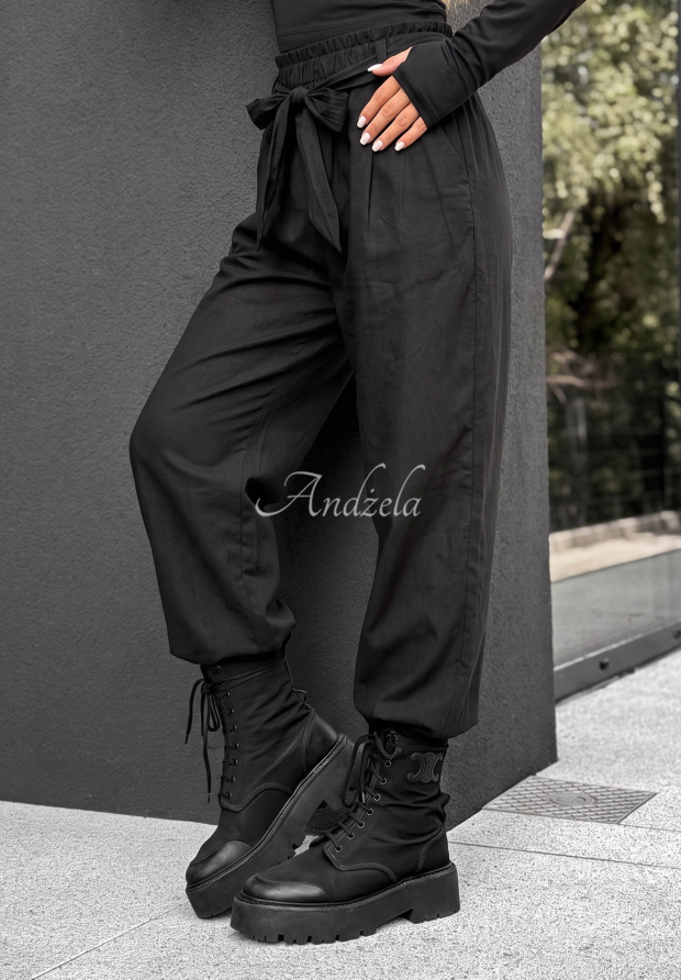 Pantaloni din bumbac cu curea Elegant Harmony