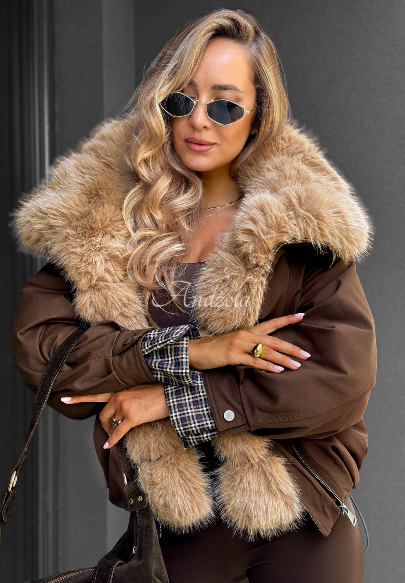 Jachetă scurtă cu blană Amber Charm
