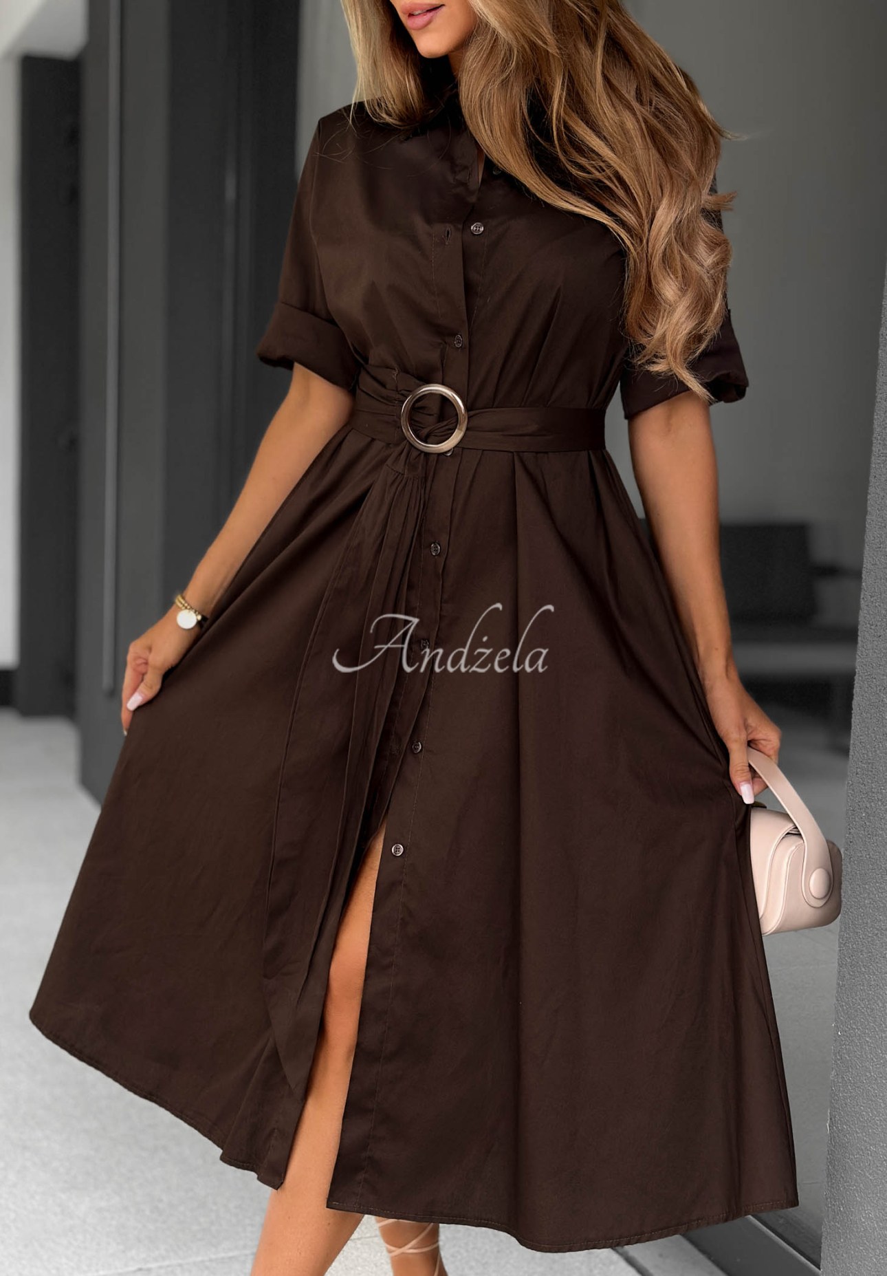 Rochie tip cămașă din bumbac cu curea Wind Sails