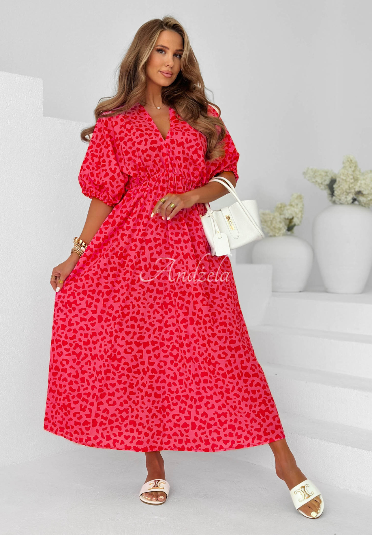 Rochie din bumbac cu mâneci bufante și imprimeu leopard Tropic Soul II