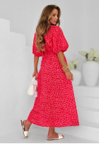 Rochie maxi z bufkami cu model tip panteră Tropic Soul fucsia