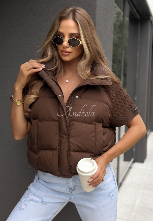Vestă cu puf și inserții din tricot Never Leave