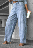 Pantaloni din denim balloon Until Sunset albastre