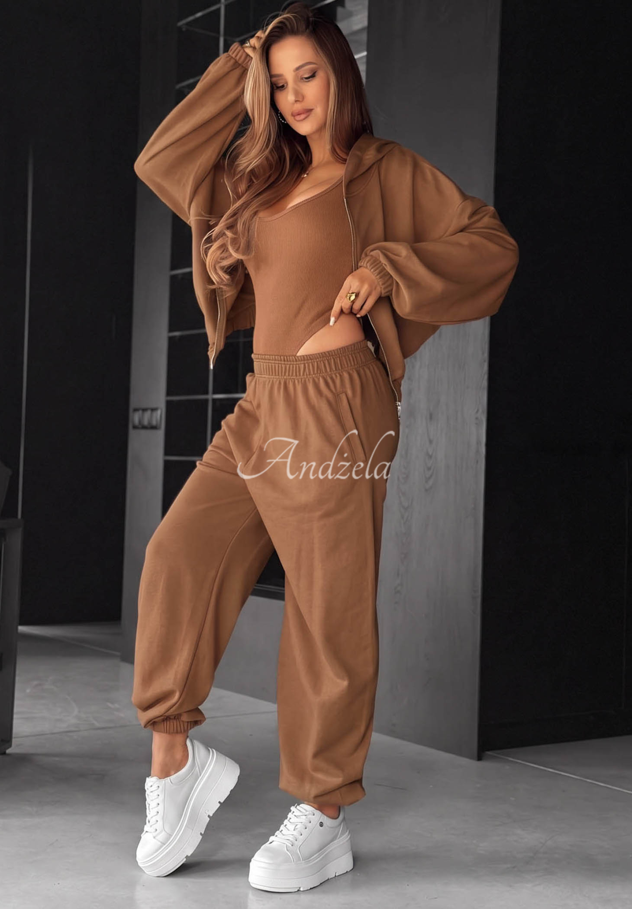 Compleu din bumbac cu hanorac, pantaloni și body 3in1 All For Love