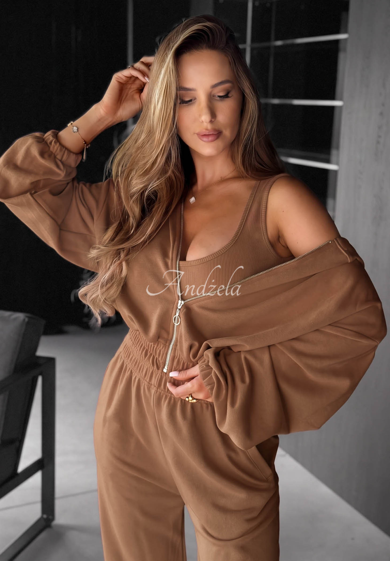 Compleu din bumbac cu hanorac, pantaloni și body 3in1 All For Love