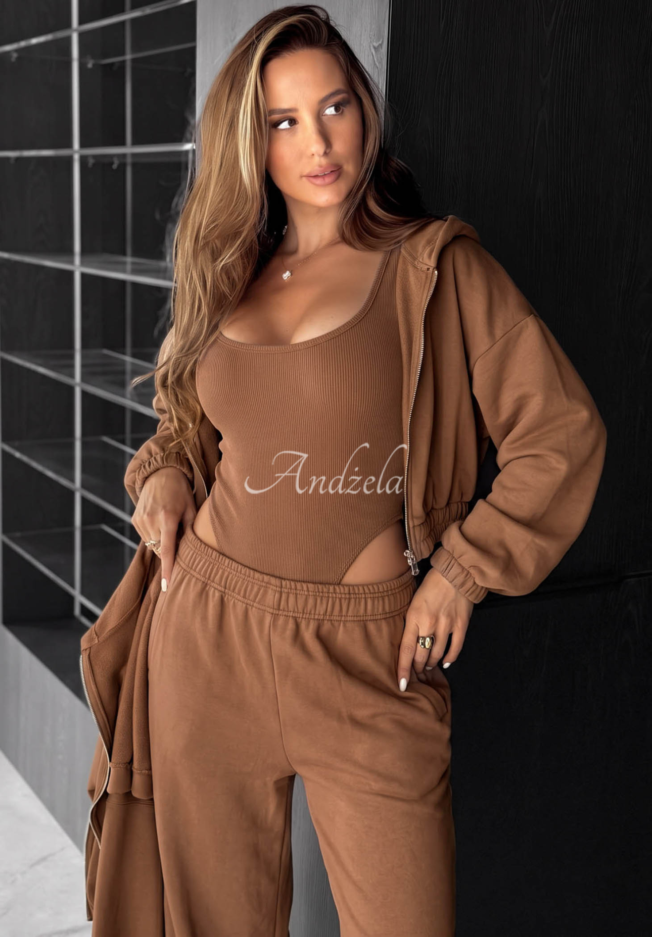 Compleu din bumbac cu hanorac, pantaloni și body 3in1 All For Love