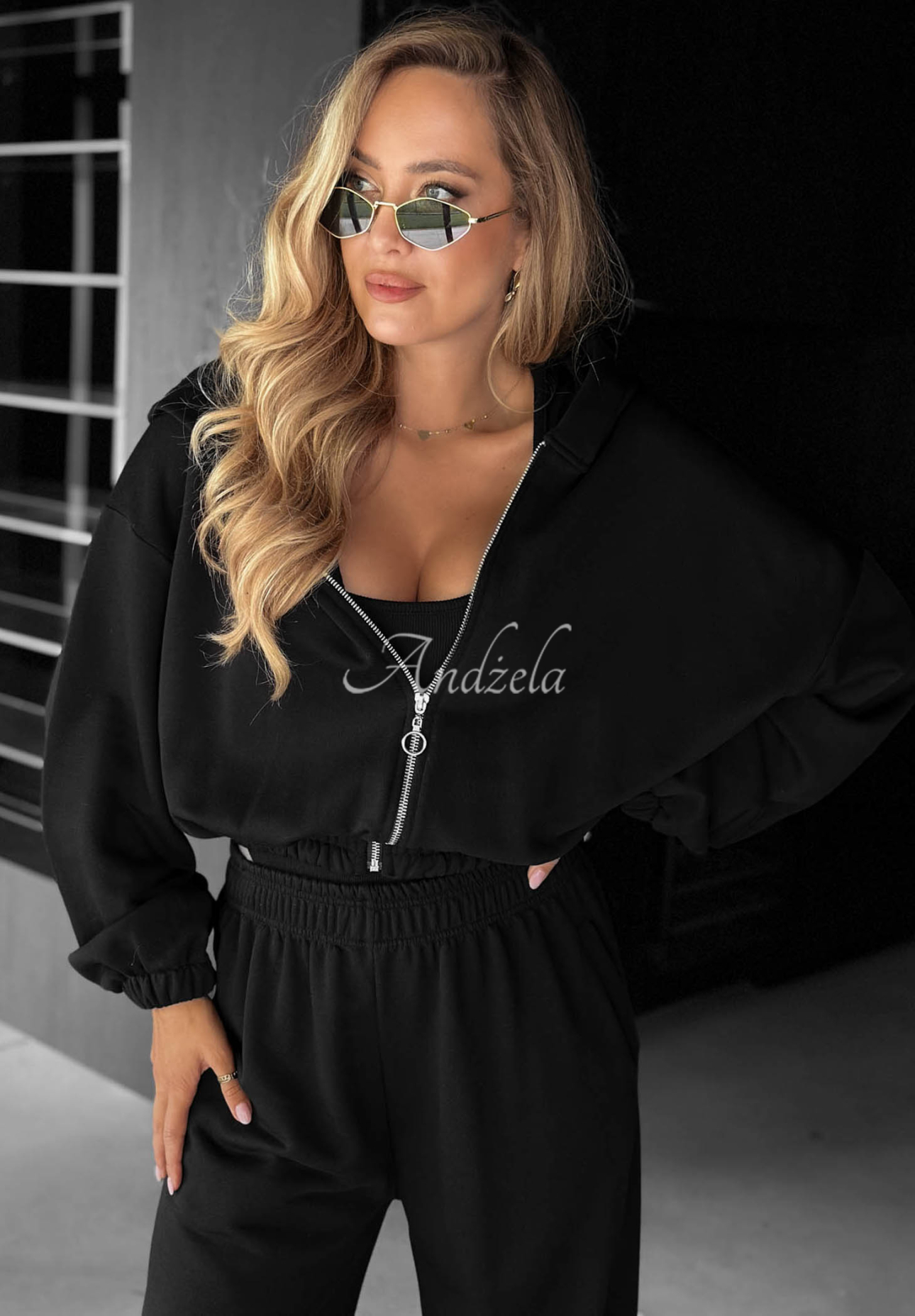 Compleu din bumbac cu hanorac, pantaloni și body 3in1 All For Love