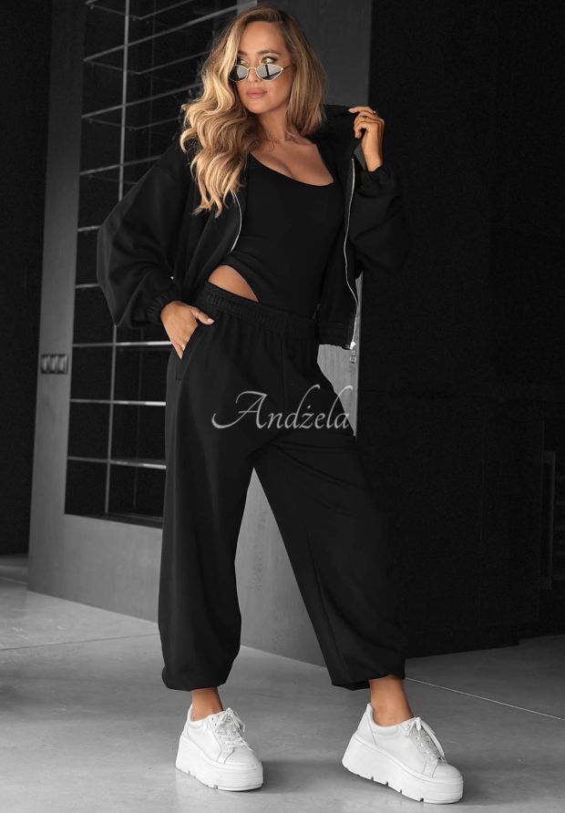 Compleu din bumbac cu hanorac, pantaloni și body 3in1 All For Love