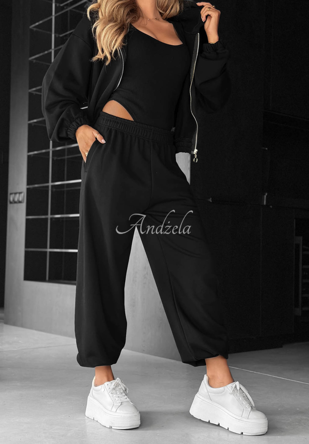 Compleu din bumbac cu hanorac, pantaloni și body 3in1 All For Love