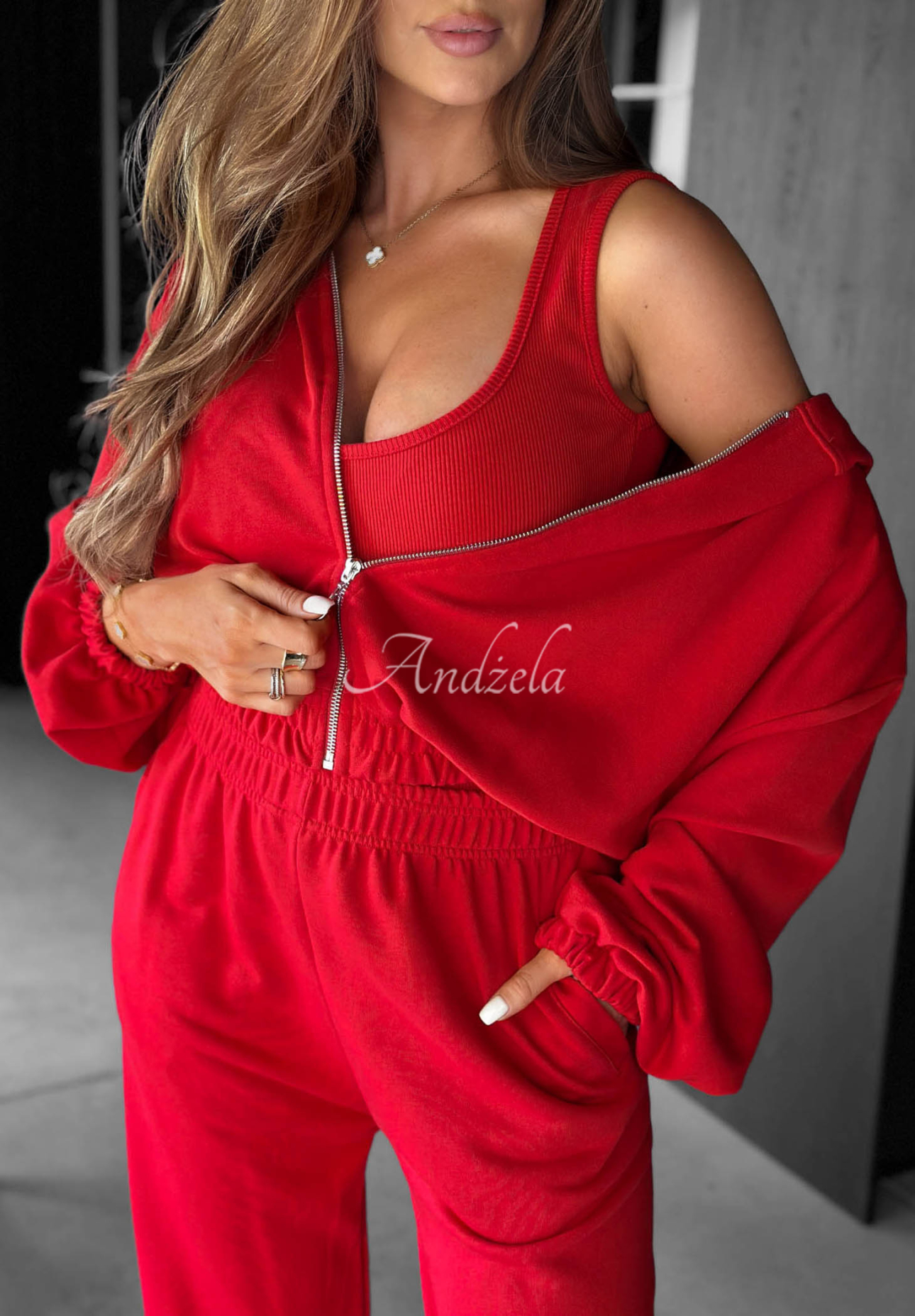 Compleu din bumbac cu hanorac, pantaloni și body 3in1 All For Love