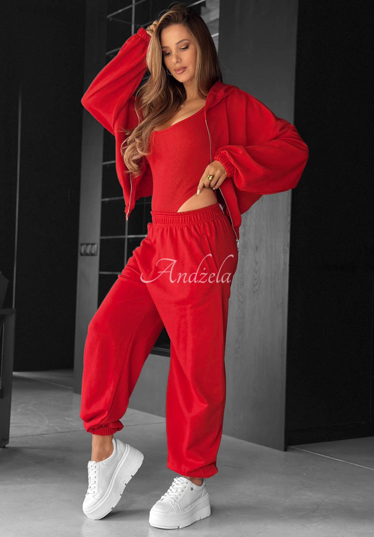 Compleu din bumbac cu hanorac, pantaloni și body 3in1 All For Love