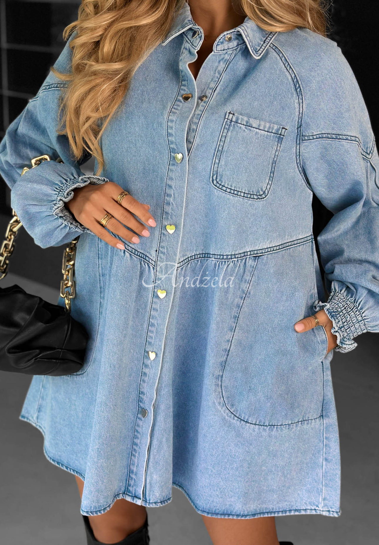 Rochie tip cămașă din denim Here And Now
