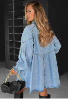 din denim koszulowa Rochie Here And Now albastru deschis