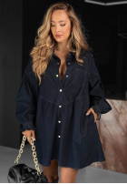 din denim koszulowa Rochie Here And Now albastru deschis