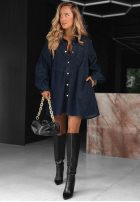din denim koszulowa Rochie Here And Now albastru deschis
