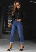 Pantaloni din denim mom fit Just My Type bluemarin