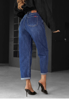Pantaloni din denim mom fit Just My Type bluemarin