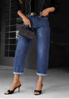 Pantaloni din denim mom fit Just My Type bluemarin
