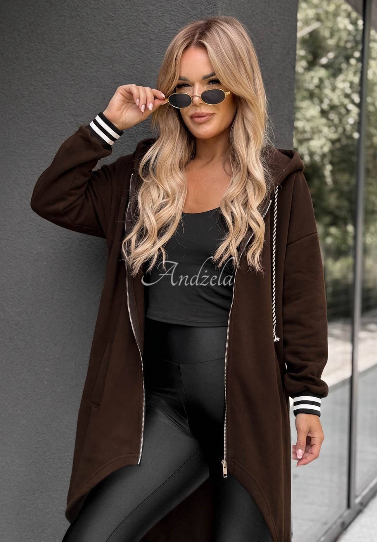 Hanorac lung oversize cu glugă Cozy Hour