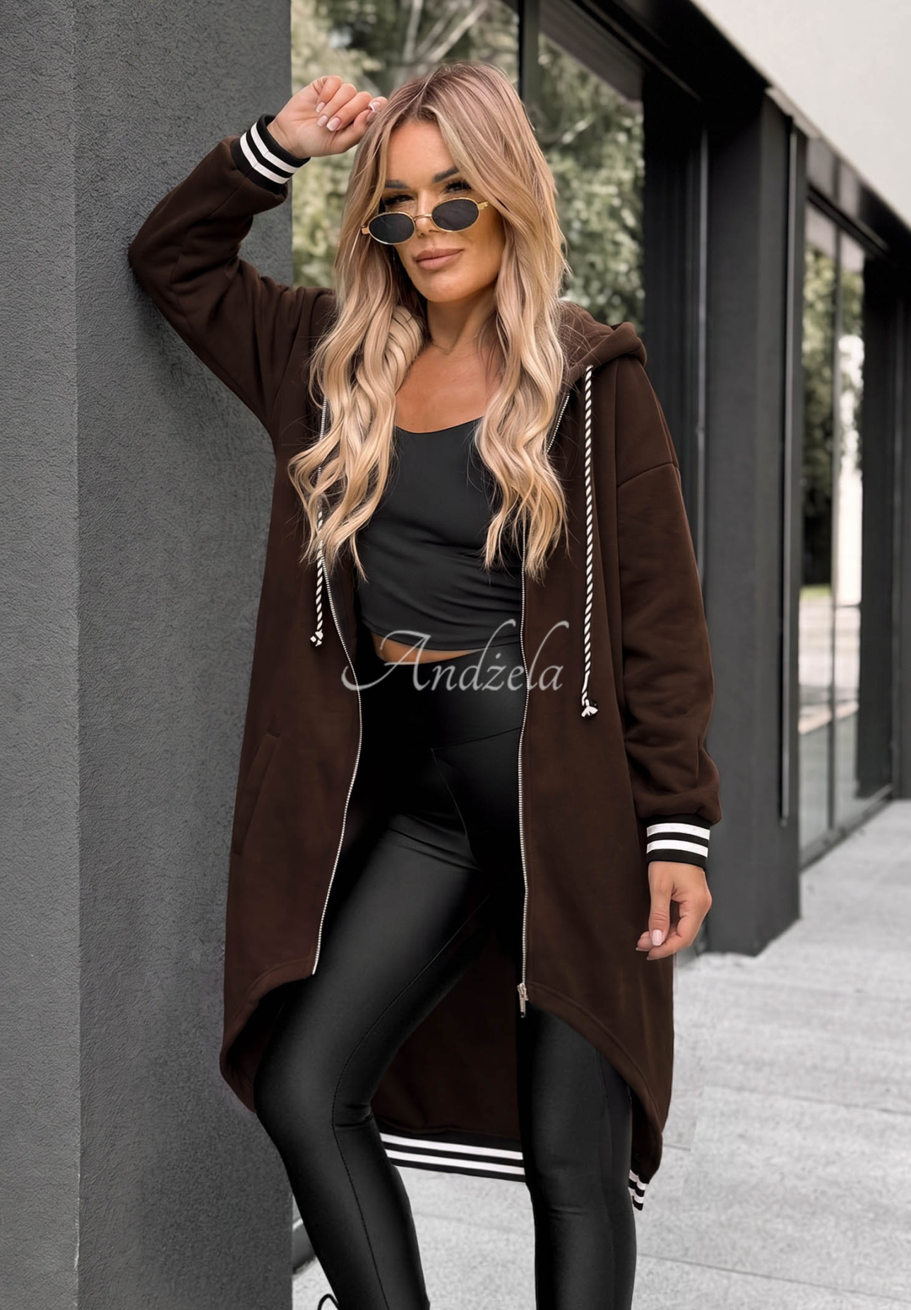 Hanorac lung oversize cu glugă Cozy Hour