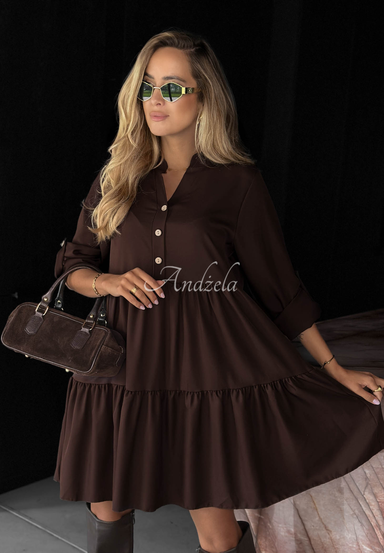 Rochie oversize cu volănașe și vâscoză Modern Charm