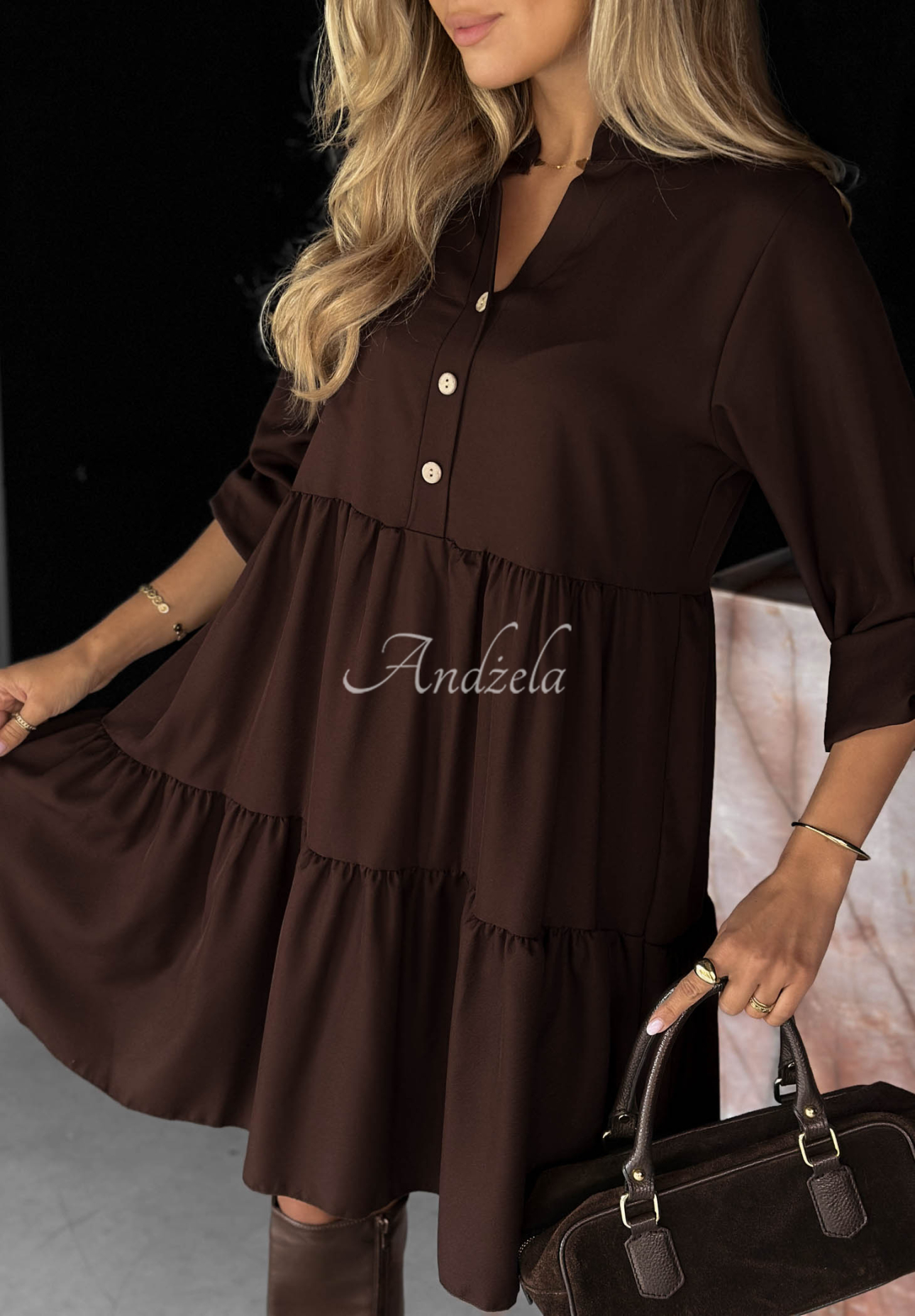 Rochie oversize cu volănașe și vâscoză Modern Charm