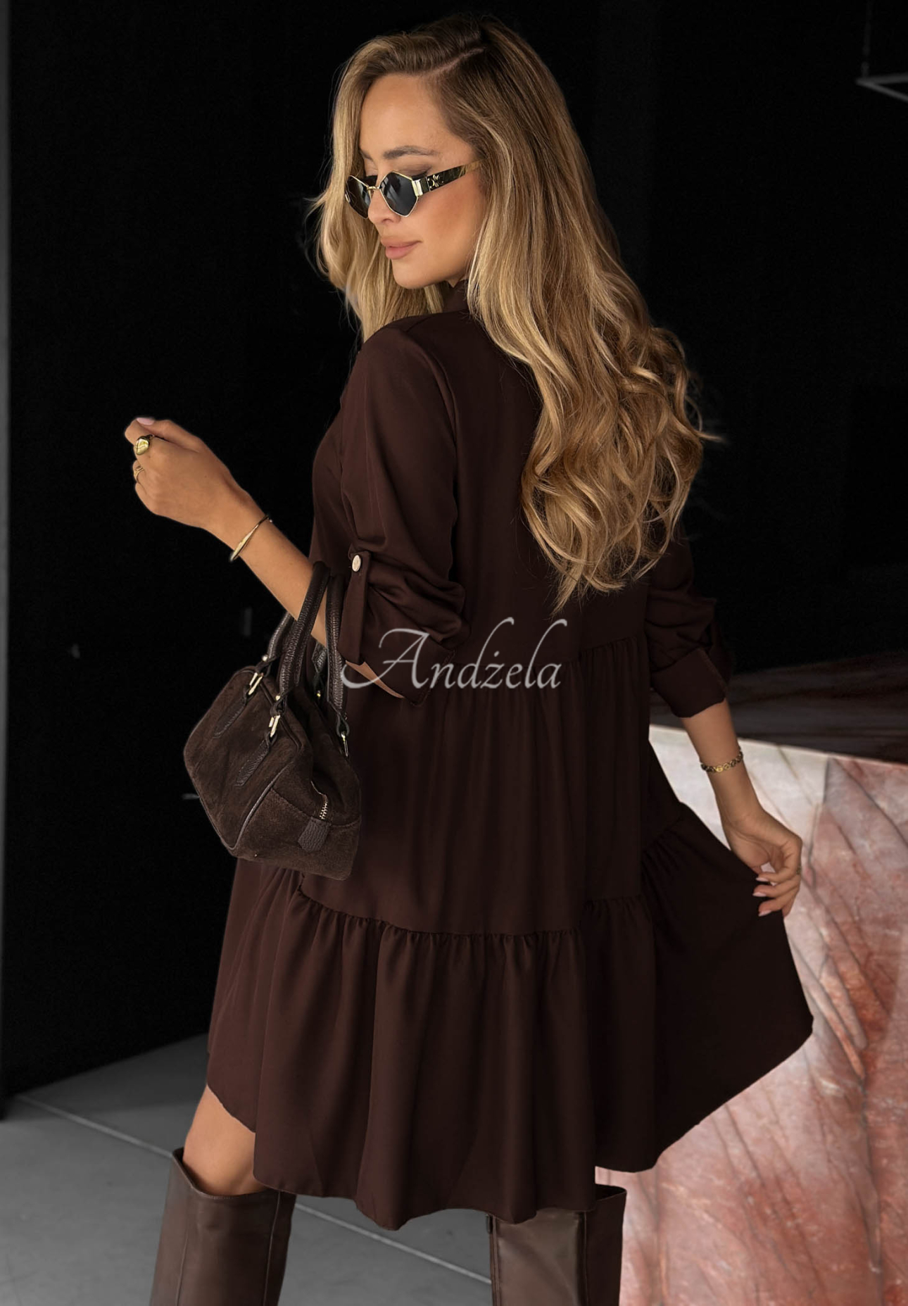 Rochie oversize cu volănașe și vâscoză Modern Charm